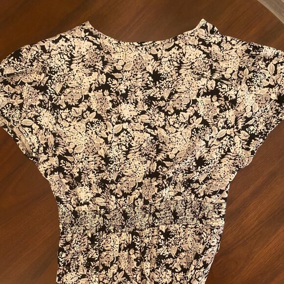 Pampelone Dress Valentina Black White Floral Printed High Slit Maxi - Picture 7 of 7